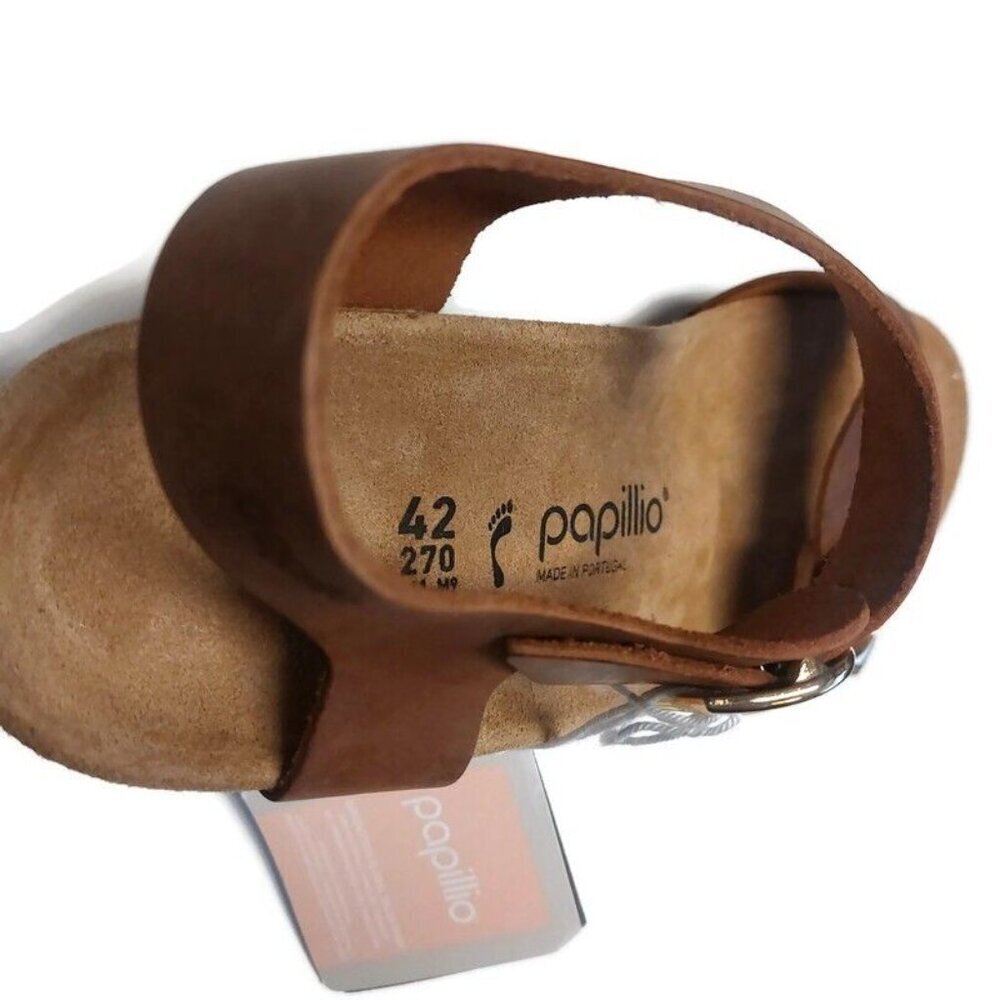 Papillio By Birkenstock Soley Ring Buckle Wedge Sandals Sz 11 Cognac NARROW Fit - Picture 2 of 10